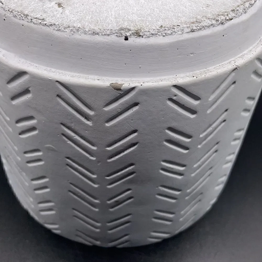 Ceramic Candle with Etched Angular Designs Throughout (Very Large Candle!)